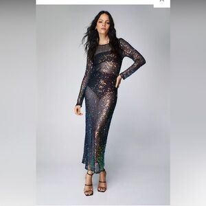 Sheer Mesh Sequin Disco Maxi Dress from NASTY GAL